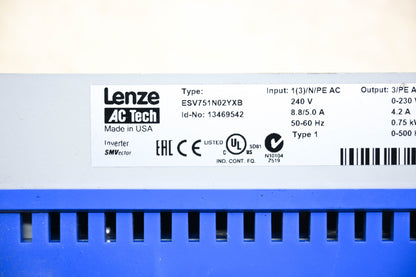 Lenze ESV751N02YXBXX1G43 SMVector Frequency Inverter NOS