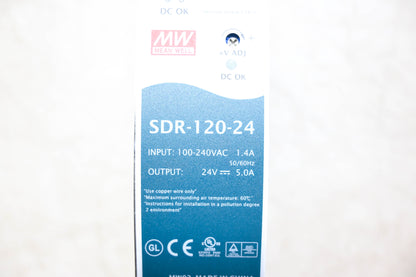 Mean Well SDR-120-24 Industrial DIN Rail Power Supply NOS