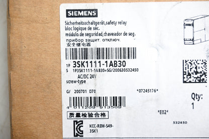 Siemens 3SK1111-1AB30 Safety Switch Relay NOS