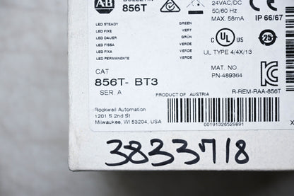 Allen-Bradley 856T-BT6 Green Steady LED Stack Light 24VAC/DC 70mm NOS