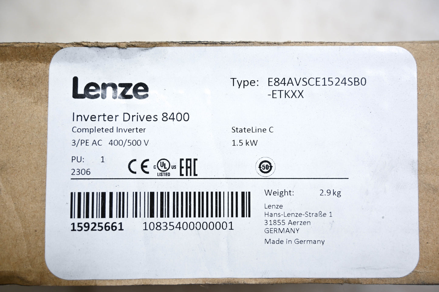Lenze E84AVSCE1524SB0-ETKXX Frequency Inverter 240V 1.5kW NOS