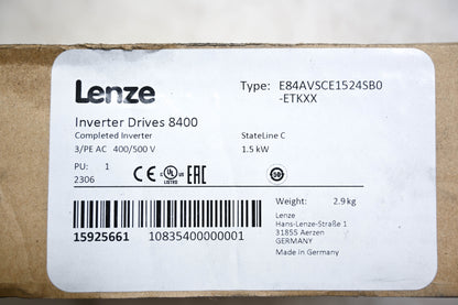 Lenze E84AVSCE1524SB0-ETKXX Frequency Inverter 240V 1.5kW NOS