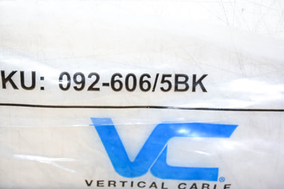 Vertical Cable 092-606/5BK 5ft Mold-Injected Patch Cord NOS