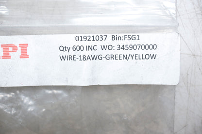 Aftermarket 01921037 18 AWG Green and Yellow Wire NOS