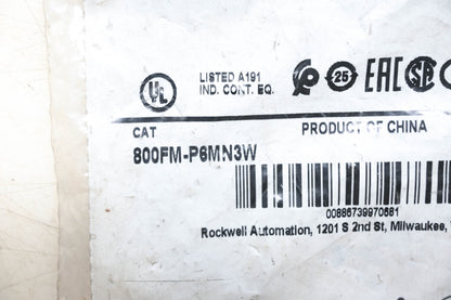 Allen-Bradley 800FM-P6MN3W Blue Pilot Light NOS