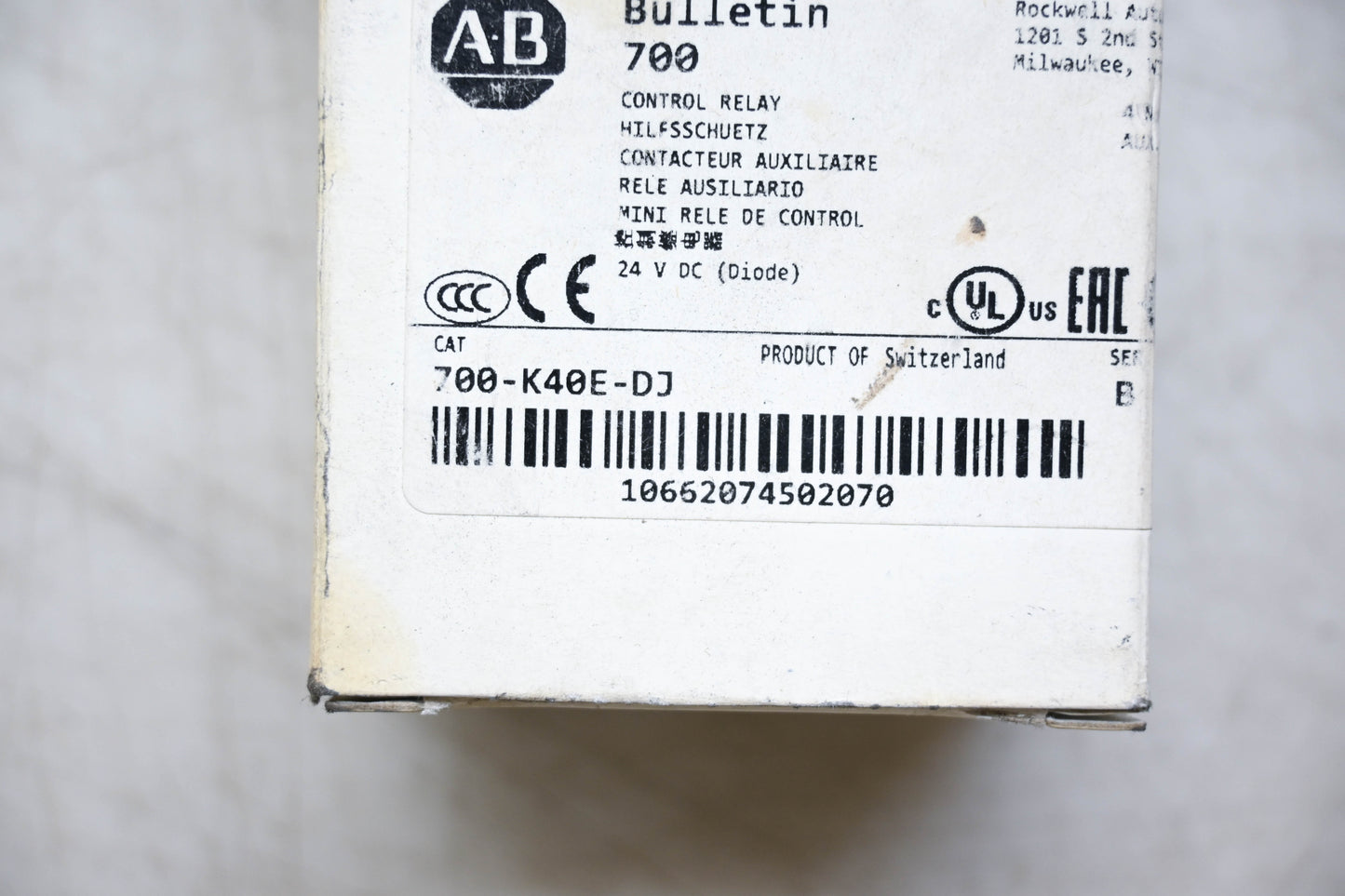 Allen-Bradley 700-K40E-DJ Control Relay NOS