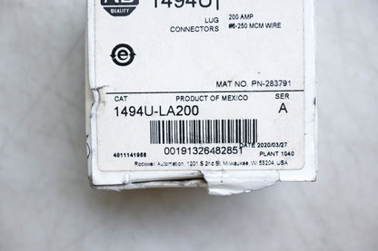 Allen-Bradley 1494U-LA200 Series A Lug Connector Kit NOS