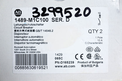 Allen-Bradley 1489-M1C100 Series D Miniature Circuit Breaker NOS