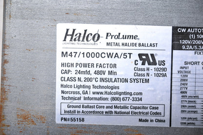 Halco M47/1000CWA/5T Metal Halide Ballast Kit NOS