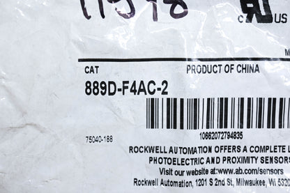 Allen-Bradley 889D-F4AC-2 2m DC Micro Straight Cordset NOS