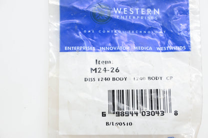 Western Enterprises M24-26, 698944030438 Oxygen Diameter Index Safety System Male to Male Adapter NOS