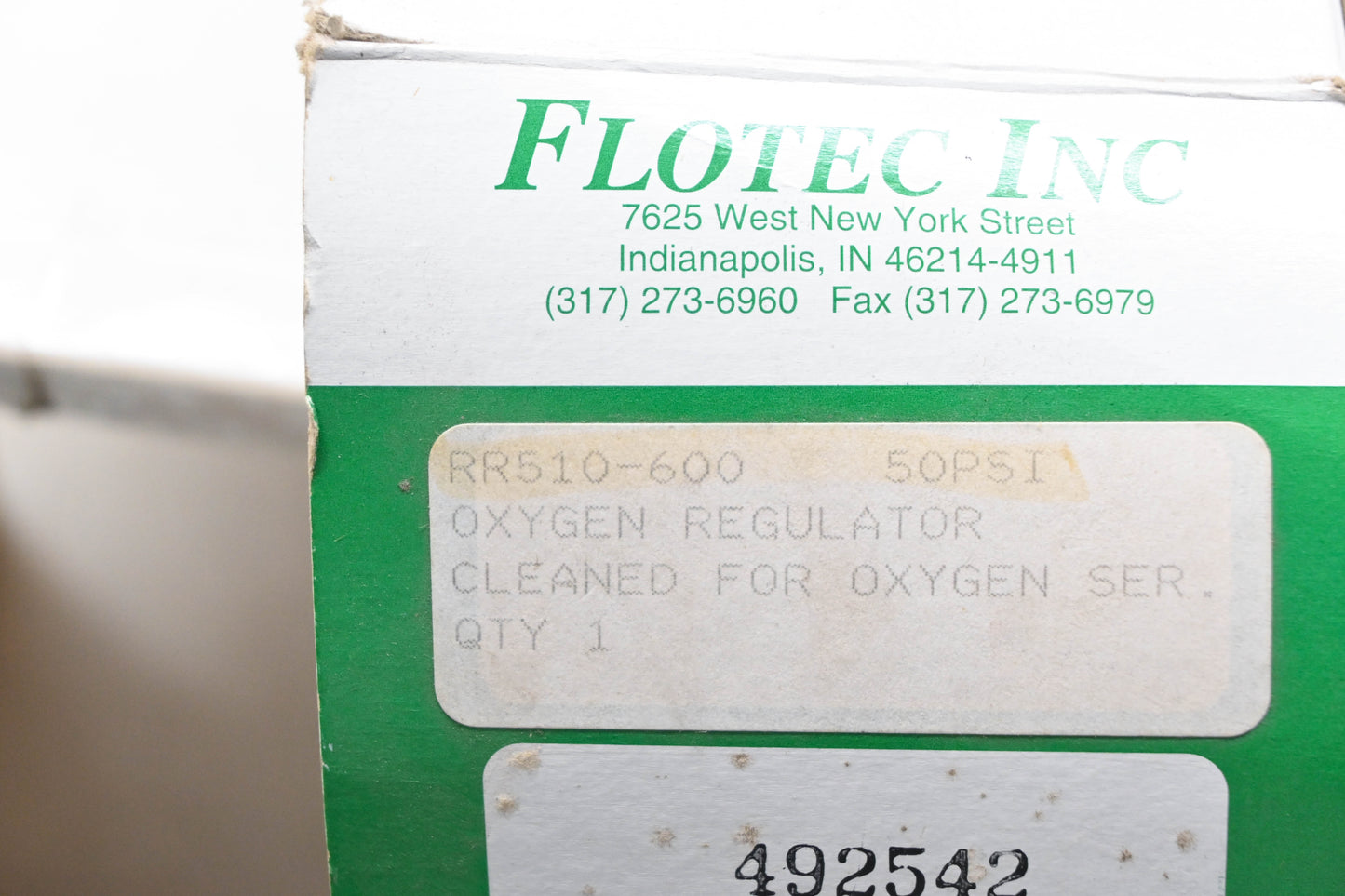 Flotec Inc RR510-600, 492542 Oxygen Regulator