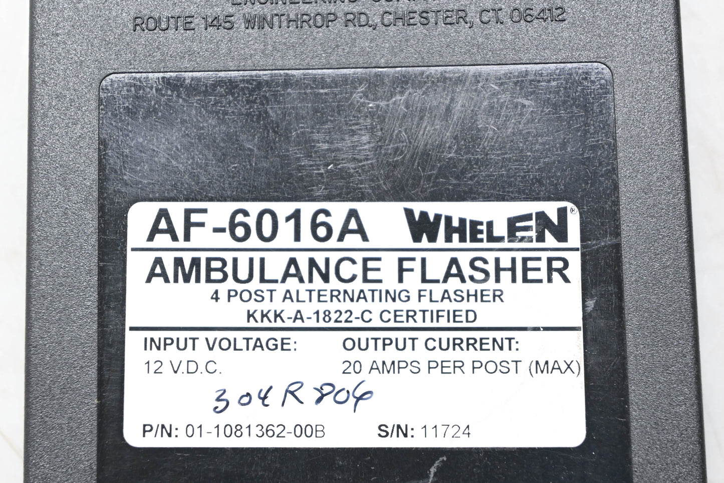 Whelen AF-6016A, 01-1081362-00B Ambulance Flasher