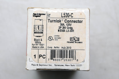 Pass & Seymour L530C, 785007253016 30A 125V 2P 3W Turnlok Connector NOS