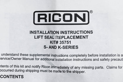 Ricon 35751 Lift Seal Replacement Kit NOS