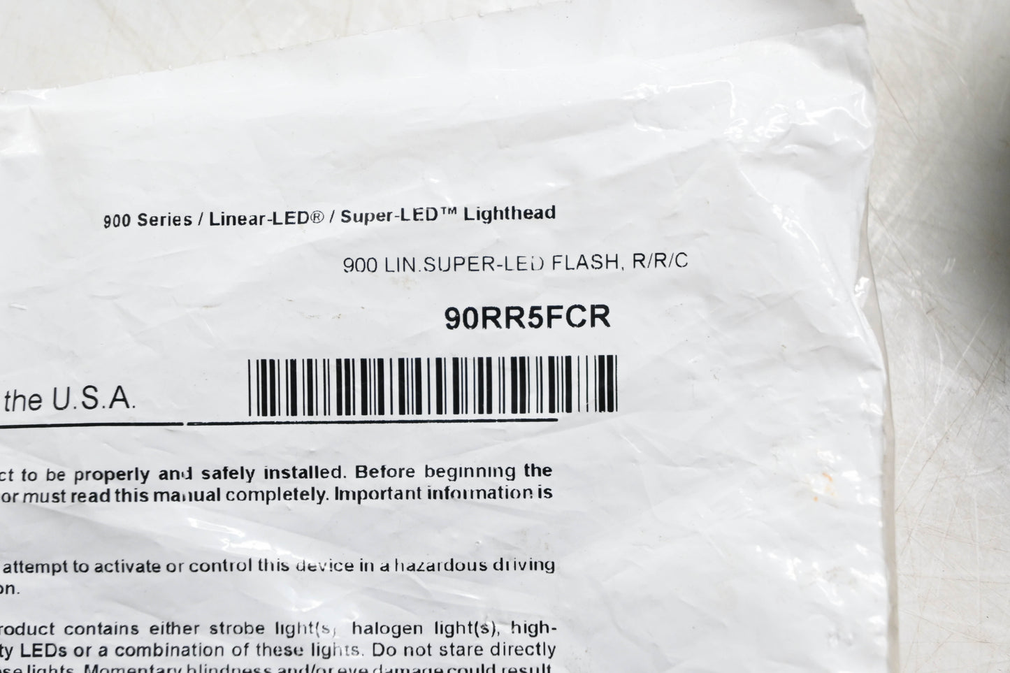 Whelen 90RR5FCR 900 Series Smart LED Linear Super LED NOS