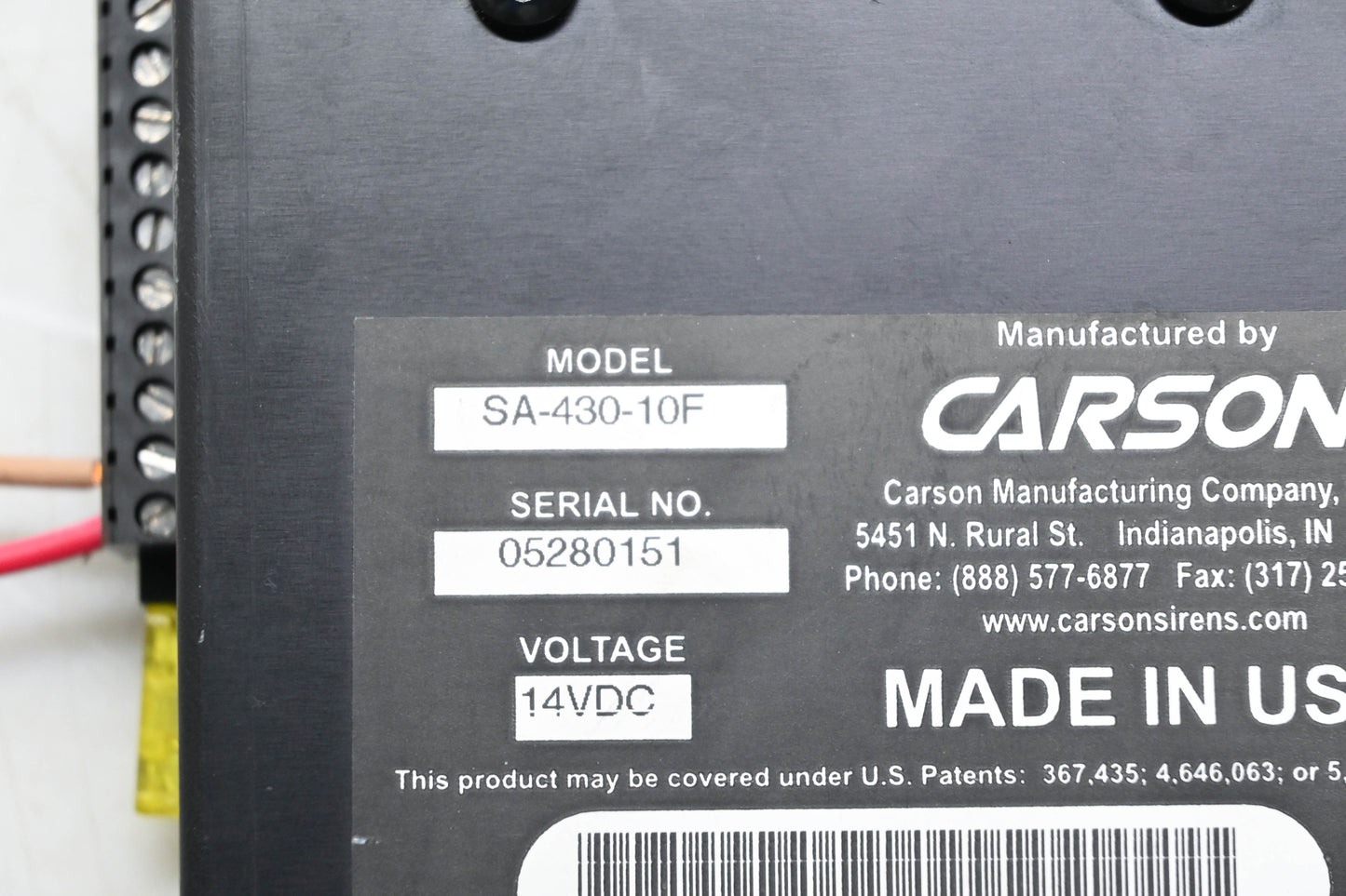 Carson SA-430-10F Siren Amplifier