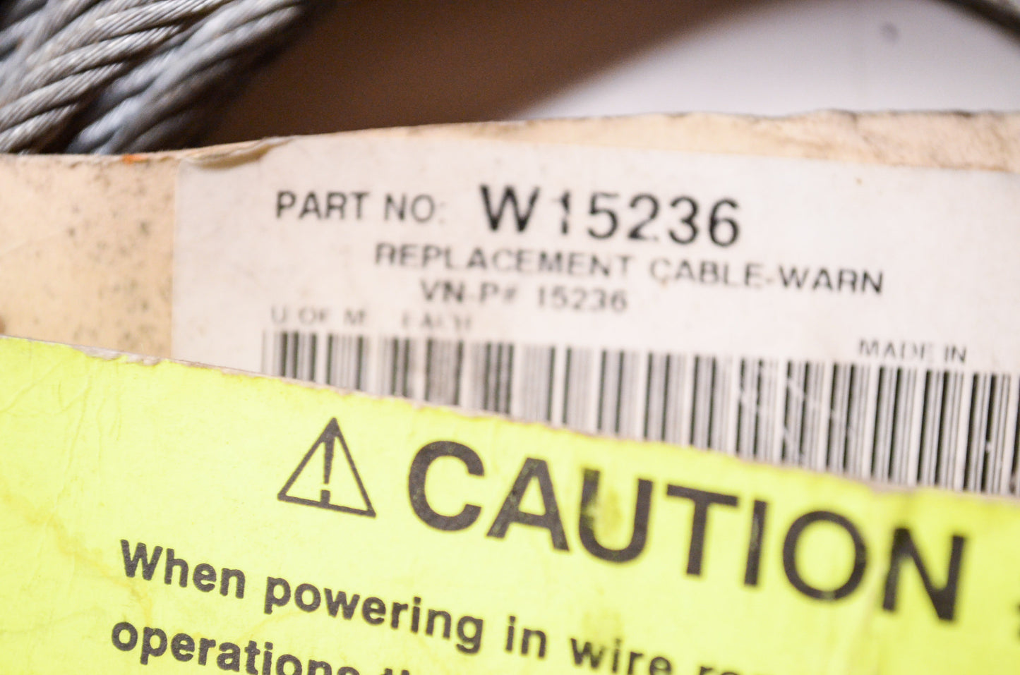New Warn A2000 Winch Cable 3/16' x 50' NOS