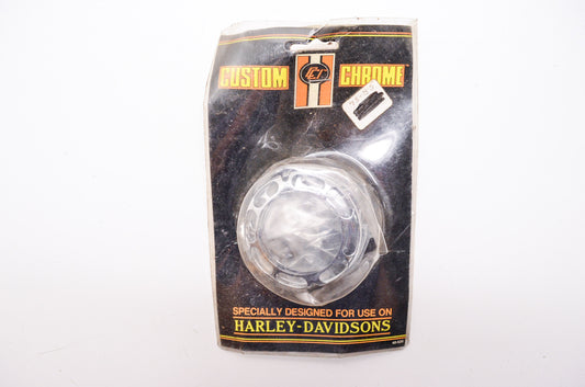 New Custom Chrome Slotted Turn Signal Trim Ring Harley Davidson FX Qty 2 NOS