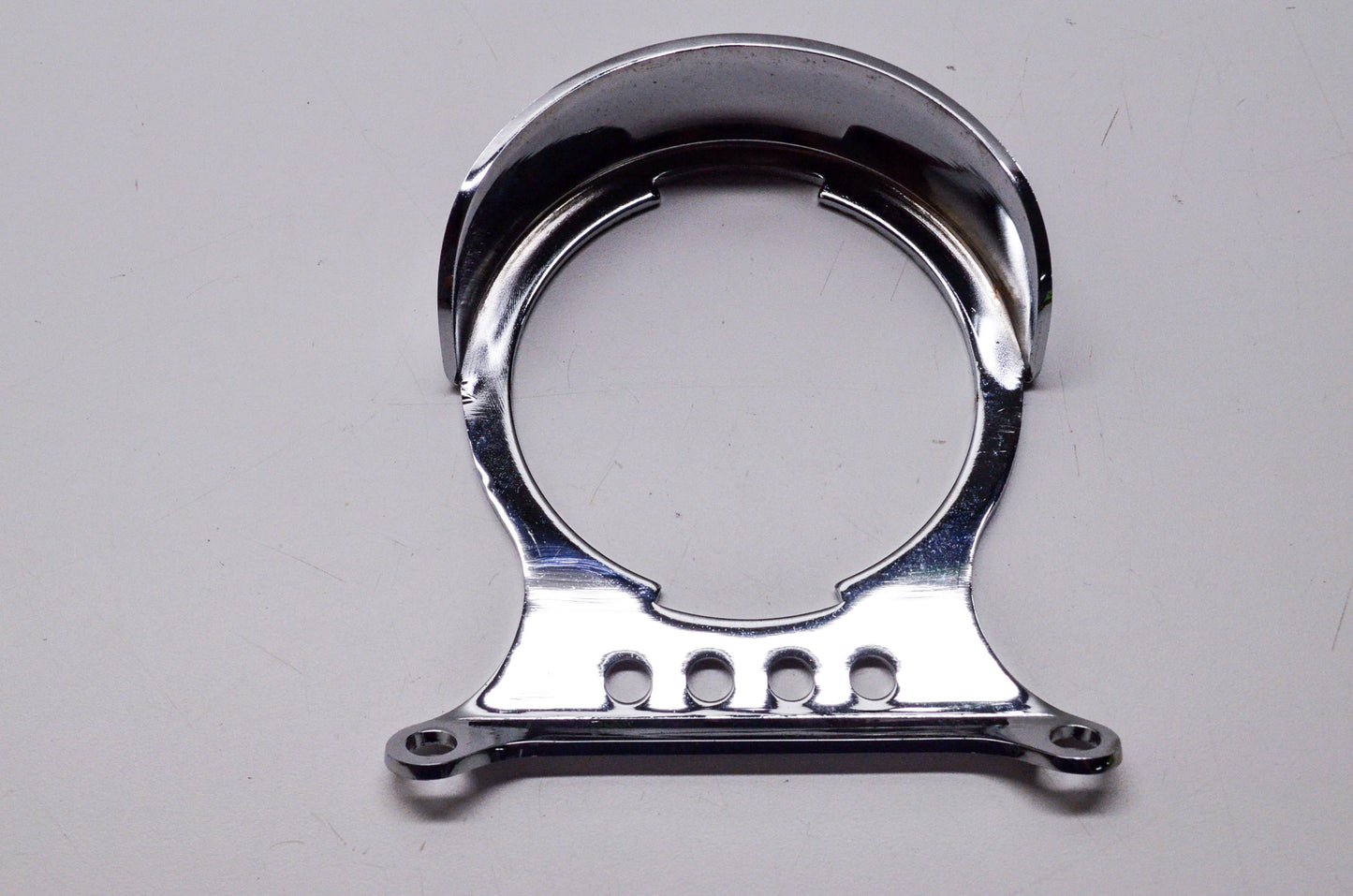 New Custom Chrome Solo Gauge Bracket w/ Visor Harley Davidson XL FX FXR NOS