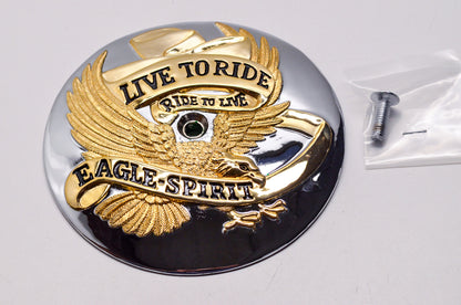 New Custom Chrome Gold Live to Ride Eagle Insert Air Cleaner Harley Davidson NOS