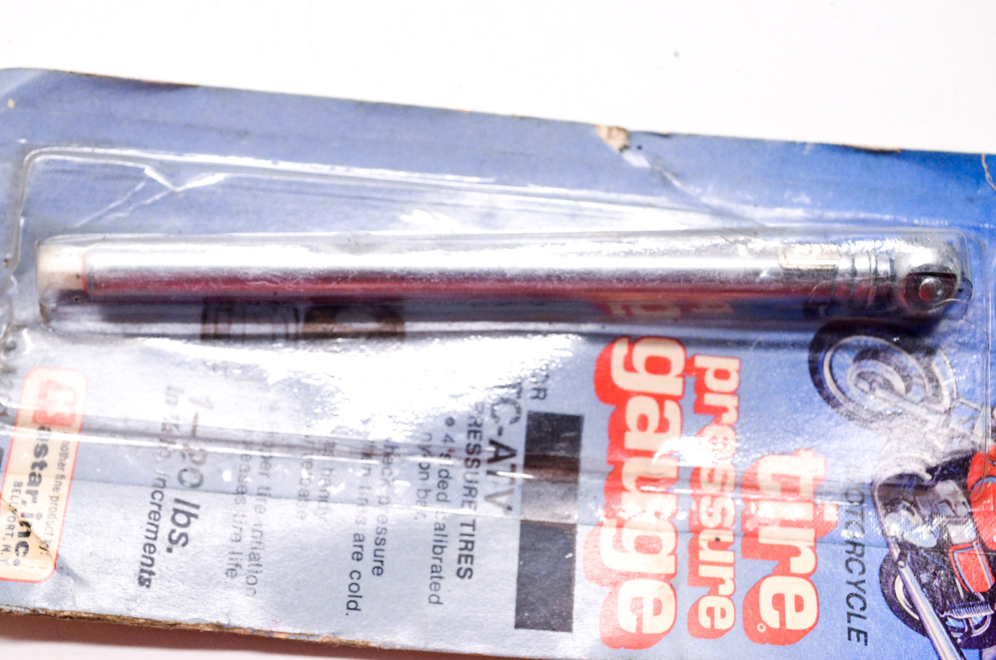 New Kastar Inc Silver Motorcycle ATV ATC Tire Pressure Gauge 1-20 lbs NOS