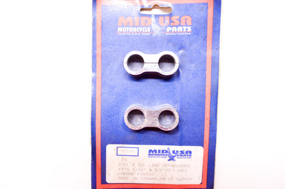 Chrome Fuel & Oil Line Separator 5/16' & 3/8' ID Lines Qty 2 NOS