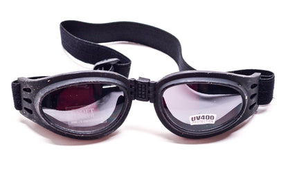 New Black Motorcycle Riding Goggles Tinted Lens Soft Touch UV400 Protection NOS