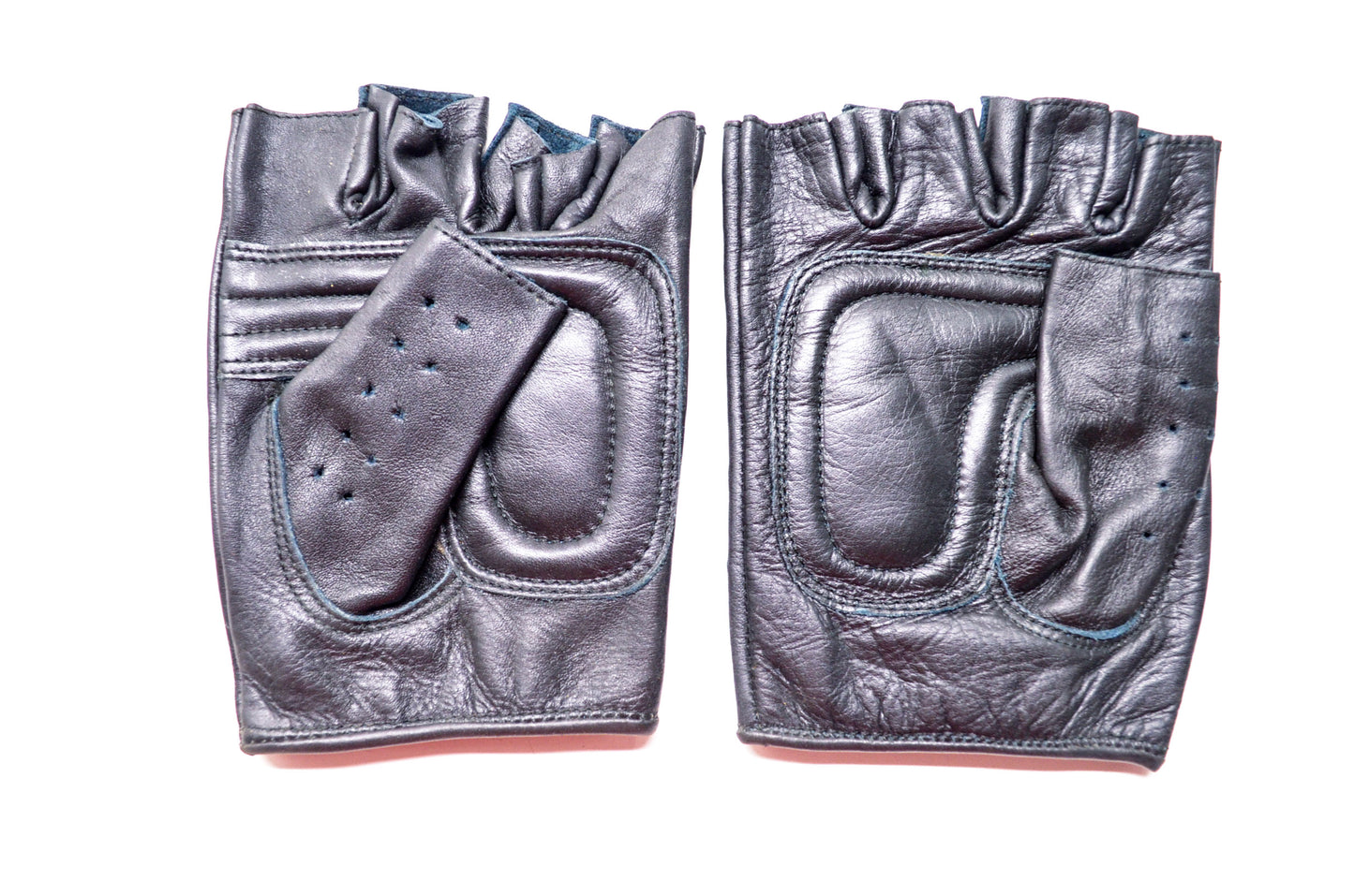 Bullskins Black Leather Fingerless Gloves Size Large NOS
