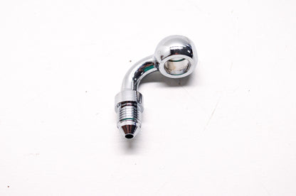 New Custom Chrome 10 mm Banjo Fitting w/ 90 Deg Bend & AN-3 End NOS
