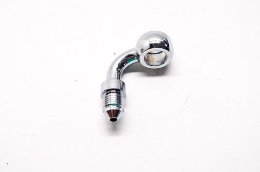 New Custom Chrome 10 mm Banjo Fitting w/ 90 Deg Bend & AN-3 End NOS