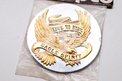 New Nempco Chrome Gold Live To Ride Eagle Spirit Gold Medallion 3-1/2' NOS