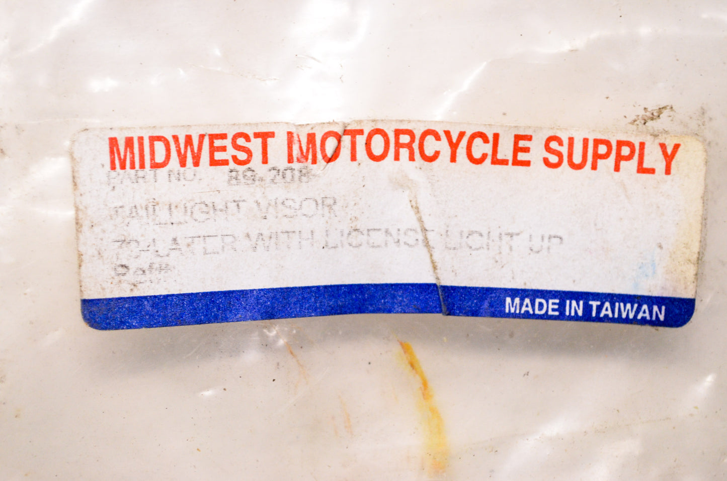 New Midwest Motorcycle Supply Taillight Visor w/ License Light Up Harley NOS
