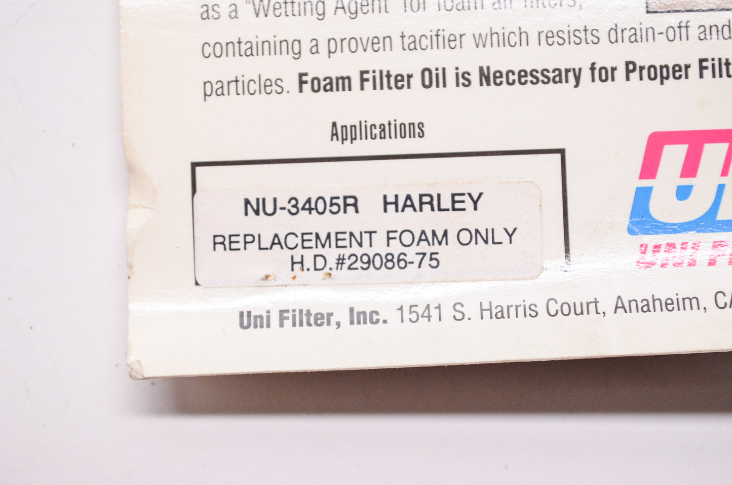 New UNI High Performance Harley Davidson Replacement Air Filter NOS
