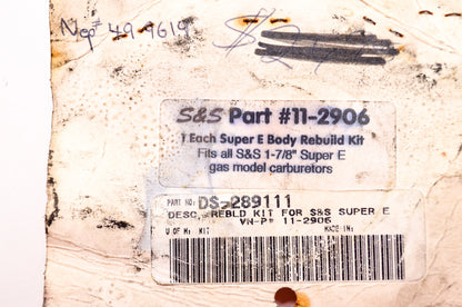 Super E Body Rebuild Kit 1-7/8' Gas Model Carburetor NOS