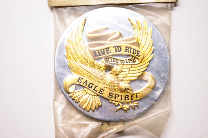 New Thunder Road Chrome Live To Ride Eagle Spirit Gold Medallion 2 5/8' NOS