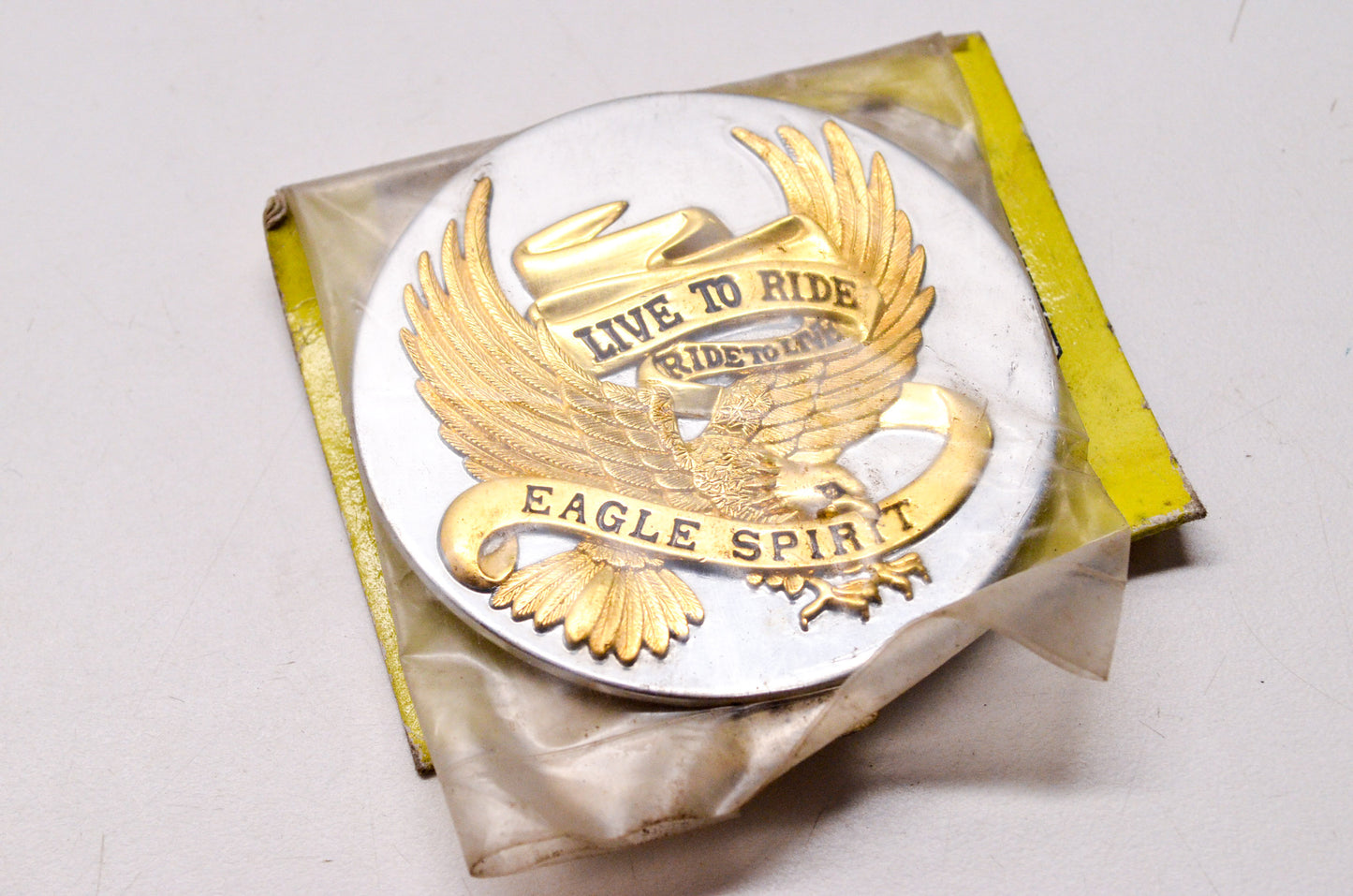 New Thunder Road Chrome Live To Ride Eagle Spirit Gold Medallion 2 5/8' NOS
