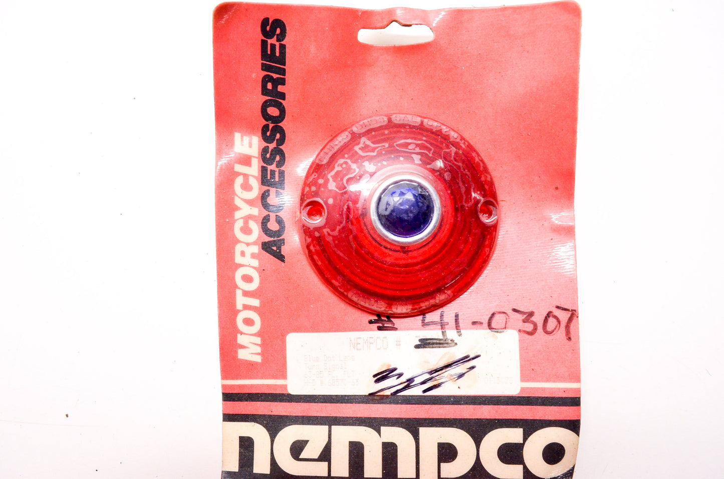 New Nempco Red w/ Blue Dot Turn Signal Lens Harley Davidson FL FLT 63-85 NOS