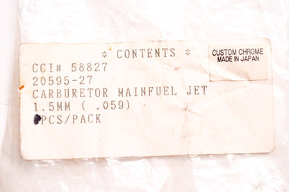 New Custom Chrome Carburetor Main Fuel Jet 1.5mm (.059) Harley Davidson NOS