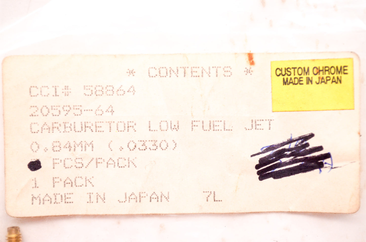 New Custom Chrome Carburetor Low Fuel Jet 0.84mm (.0330) Harley Davidson NOS