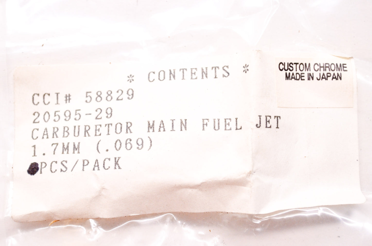 New Custom Chrome Carburetor Main Fuel Jet 1.7mm (.069) Harley Davidson NOS