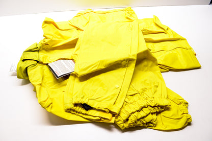 2 Piece Yellow Clutch Rain Suit Jacket Size Medium w/ Hood Qty 2 NOS