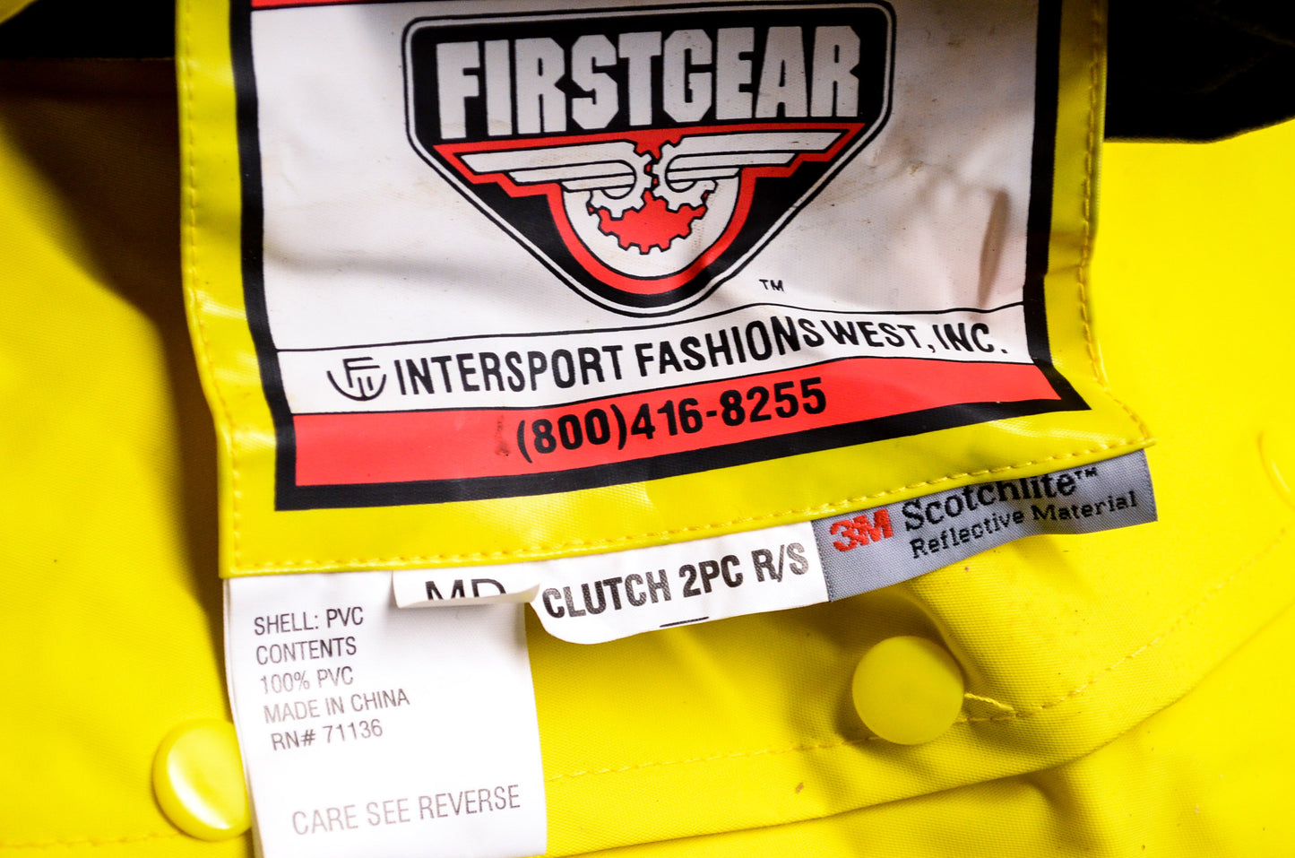 2 Piece Yellow Clutch Rain Suit Jacket Size Medium w/ Hood Qty 2 NOS