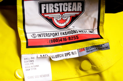 2 Piece Yellow Clutch Rain Suit Jacket Size Medium w/ Hood Qty 2 NOS