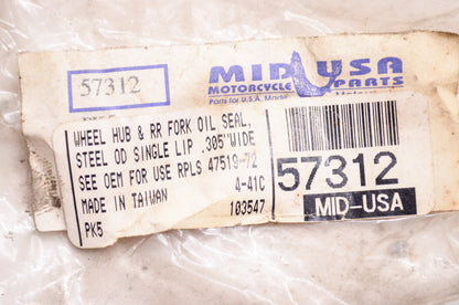 Oil Seal Wheel Hub & Rear Fork Steel Single Lip .305' W Qty 2 NOS