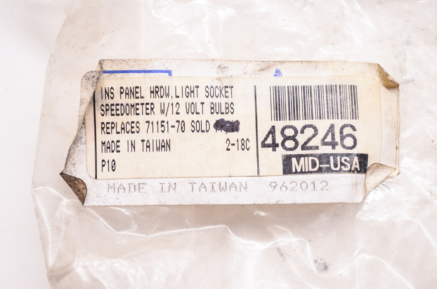 Mid-USA 48246, 71151-70 Instrument Panel Light Socket Speedometer w/ 12V Bulb NO