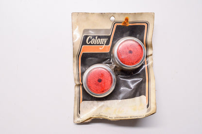 Colony 8940-2 Chrome Swingarm Bolt Cover Red Reflector Harley Davidson Qty 2 NOS
