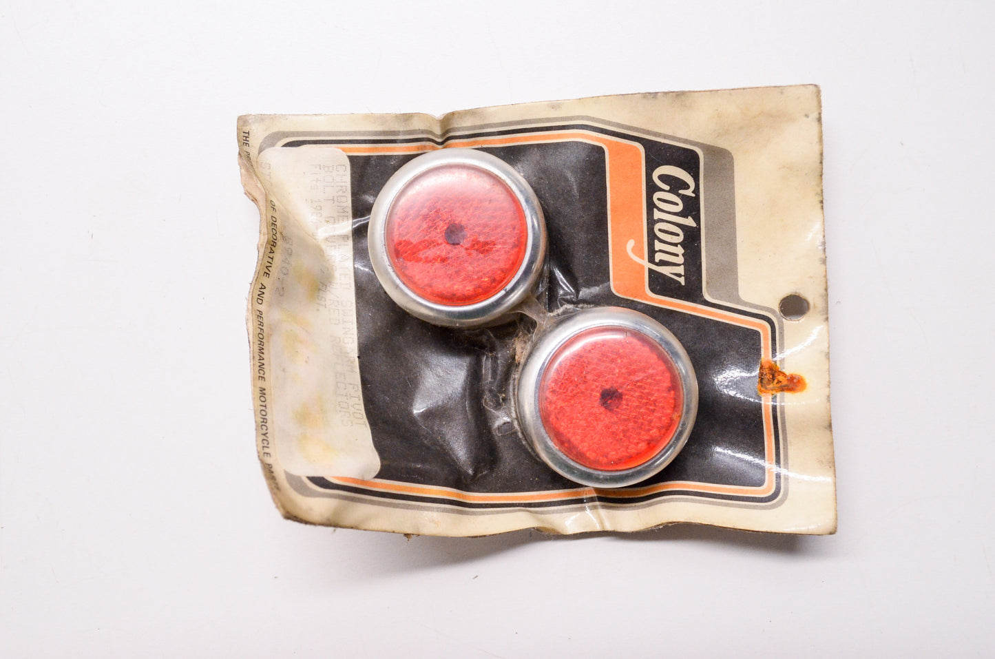 Colony 8940-2 Chrome Swingarm Bolt Cover Red Reflector Harley Davidson Qty 2 NOS