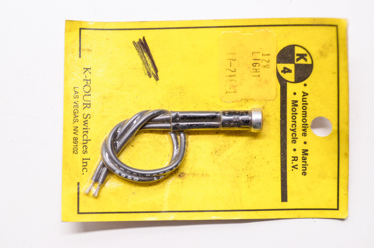 New K-FOUR Switches Inc 12V Amber Indicator Light Assembly w/ Chrome Bezel NOS