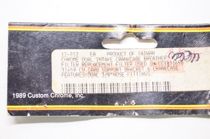 New Custom Chrome Chrome Dual Intake Crankcase Breather Filter NOS